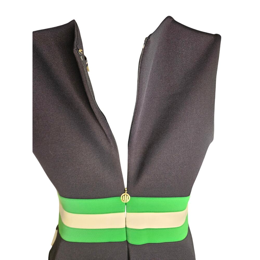 Tommy Hilfiger Navy Shift Dress Sz 2 Zip Back Green/White Striped Sleeveless - Picture 6 of 9